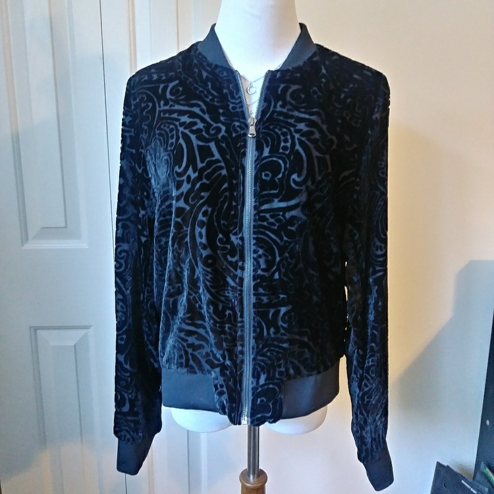 ADORE boutique velour burn out swirl zip up